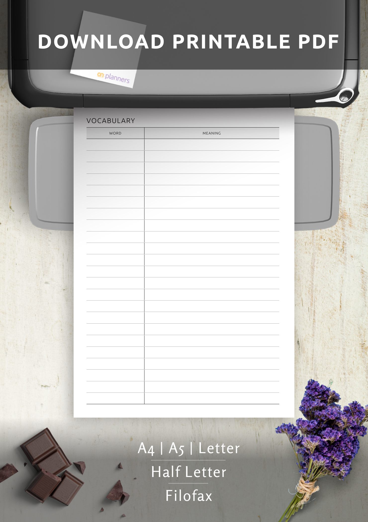 Download Printable Vocabulary U0026 Definitions Template PDF