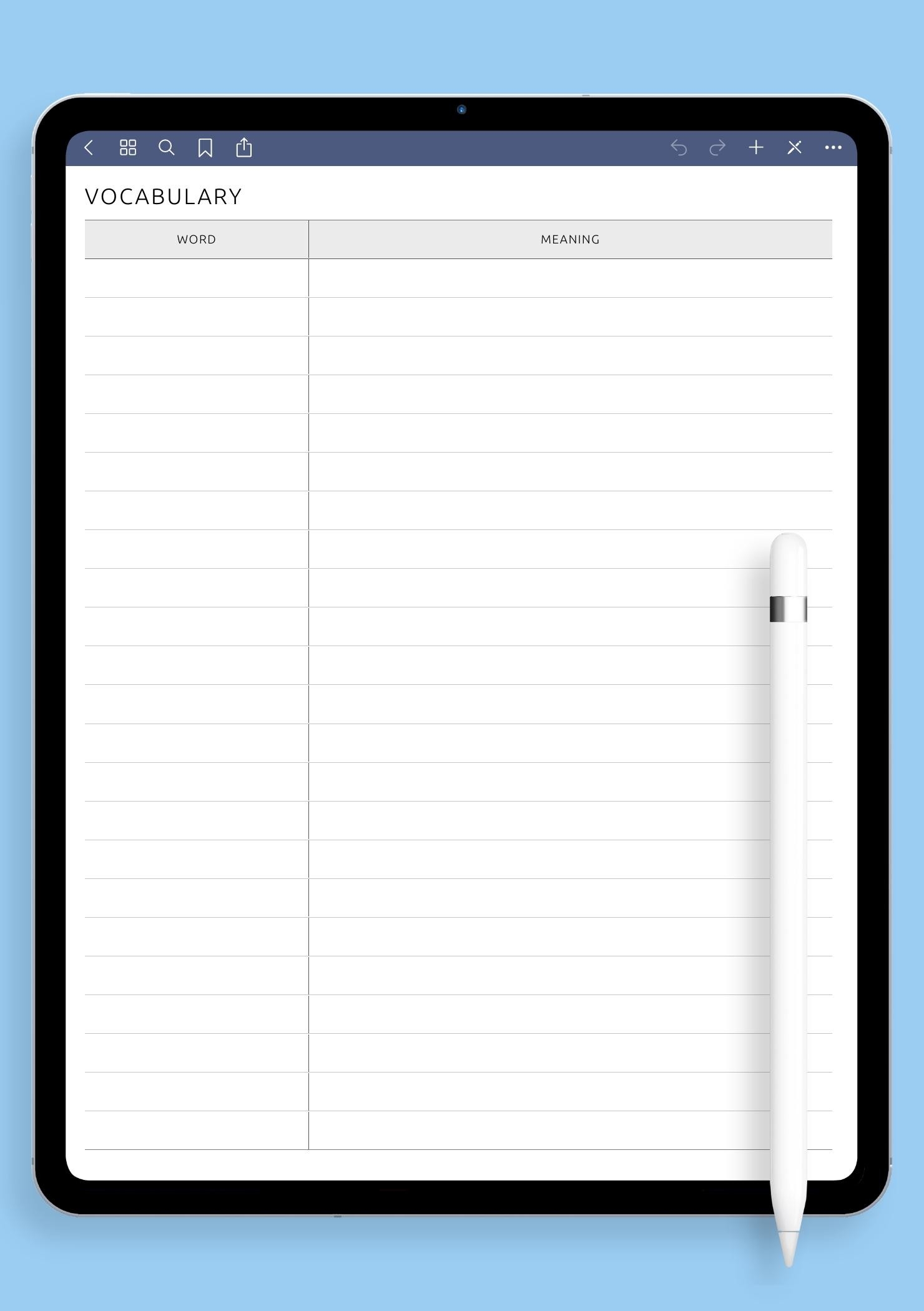 Download Printable Vocabulary U0026 Definitions Template PDF