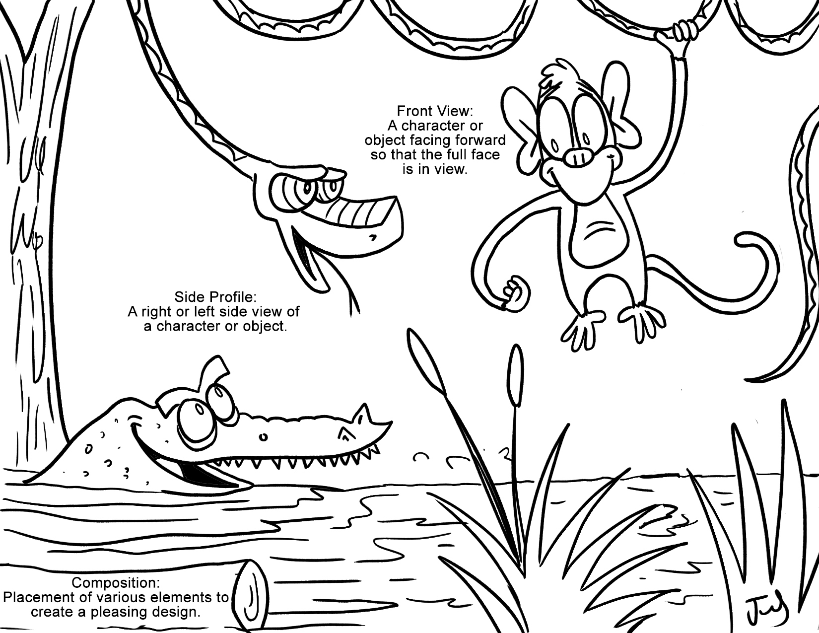 Drawing Vocabulary Coloring Sheets Cartoon Academy PBS LearningMedia