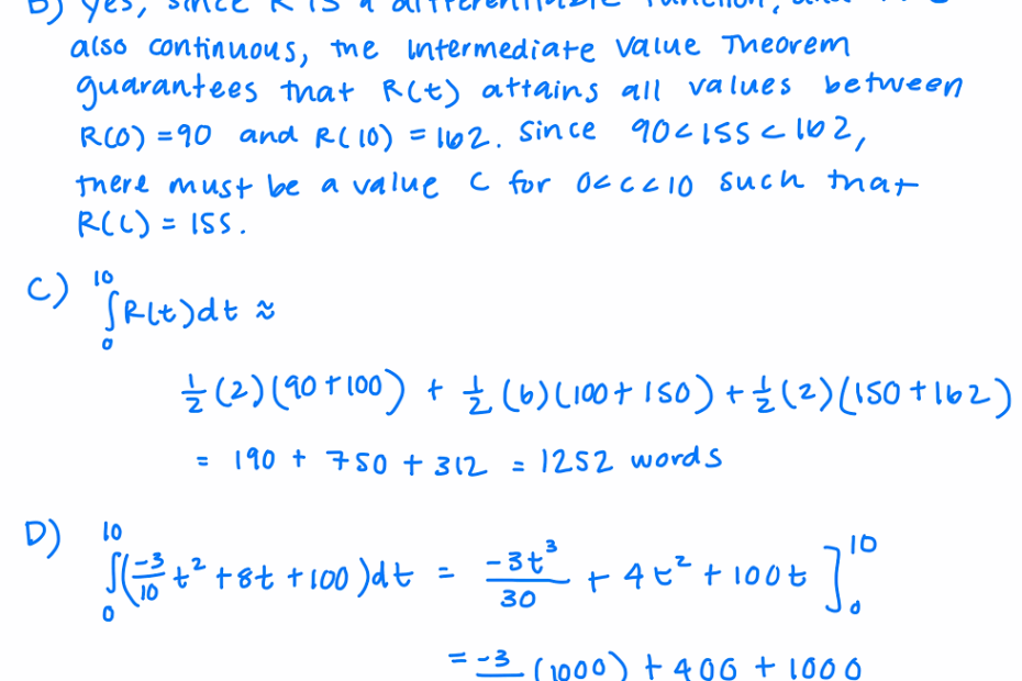 Early Solutions To The 2025 AP Calculus Free Response