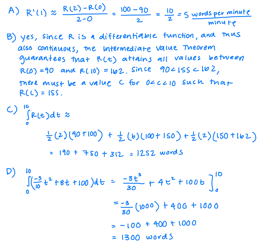 Early Solutions To The 2025 AP Calculus Free Response