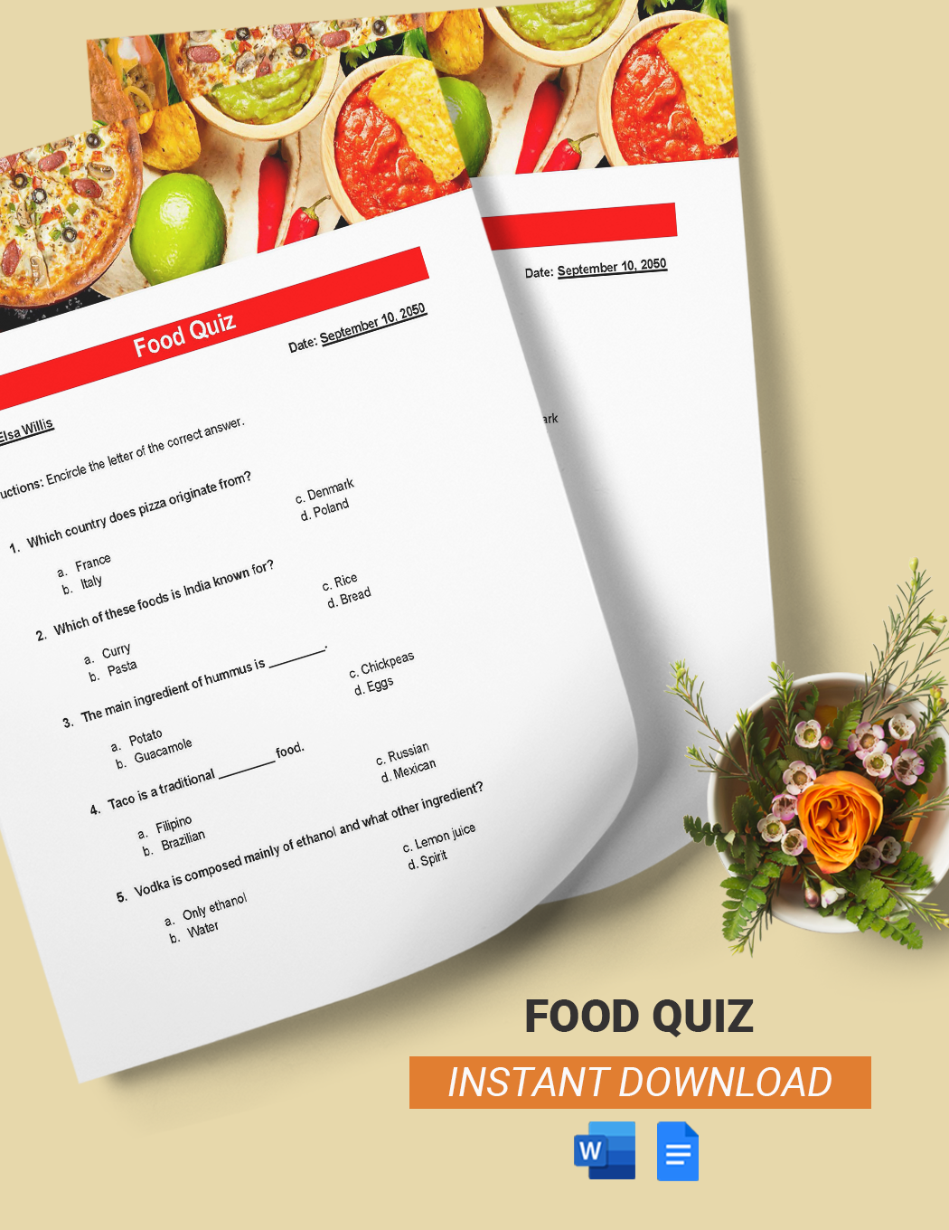 multiple choice exam word template