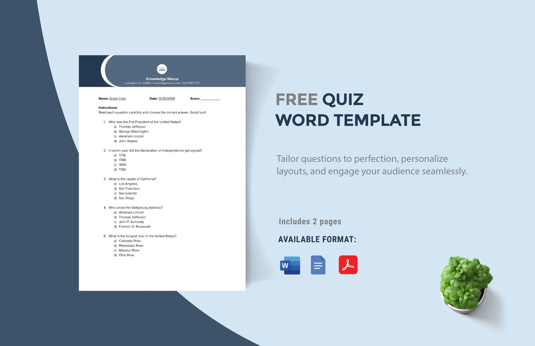 microsoft word multiple choice template