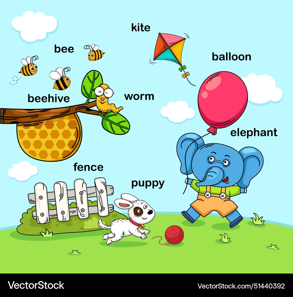 Education Vocabulary Cartoon Outline Royalty Free Vector