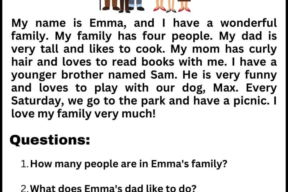 Engaging Reading Comprehension My Family With Answer