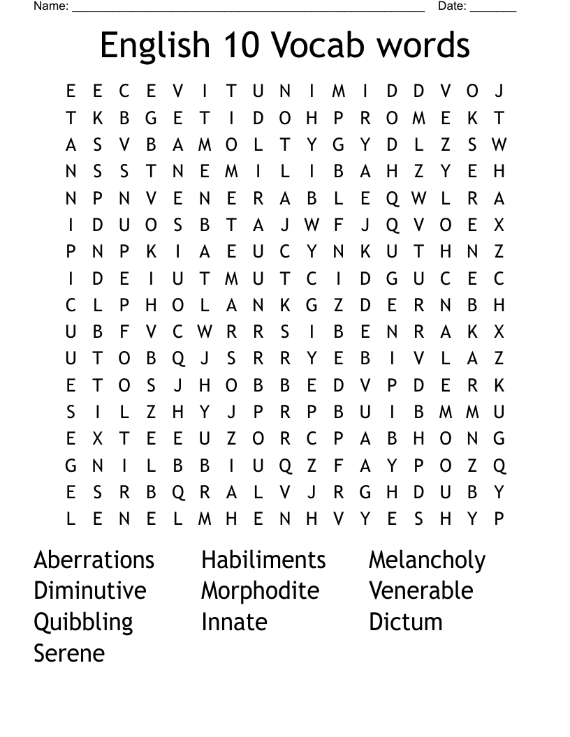 vocabulary words in english