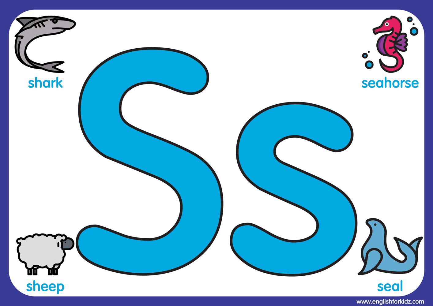 English For Kids Step By Step Letter S Worksheets Flash Cards Coloring Pages
