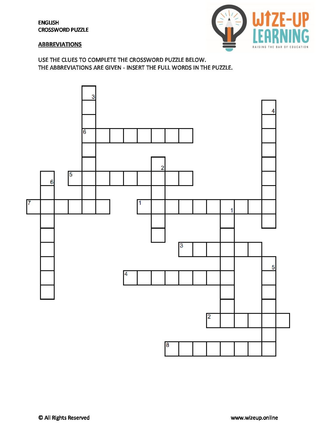 English Language Crossword Puzzle Bundle Grade 4 7 Teacha Worksheets Library
