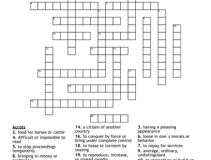 English Vocabulary Crossword WordMint