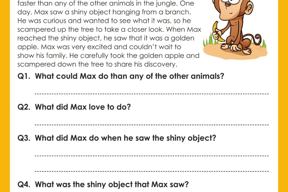 English Worksheets For Grade 1 Reading Comprehension