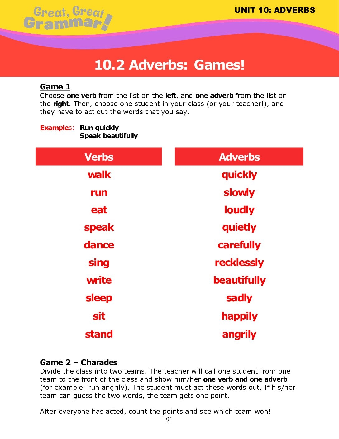 adverbs and verbs