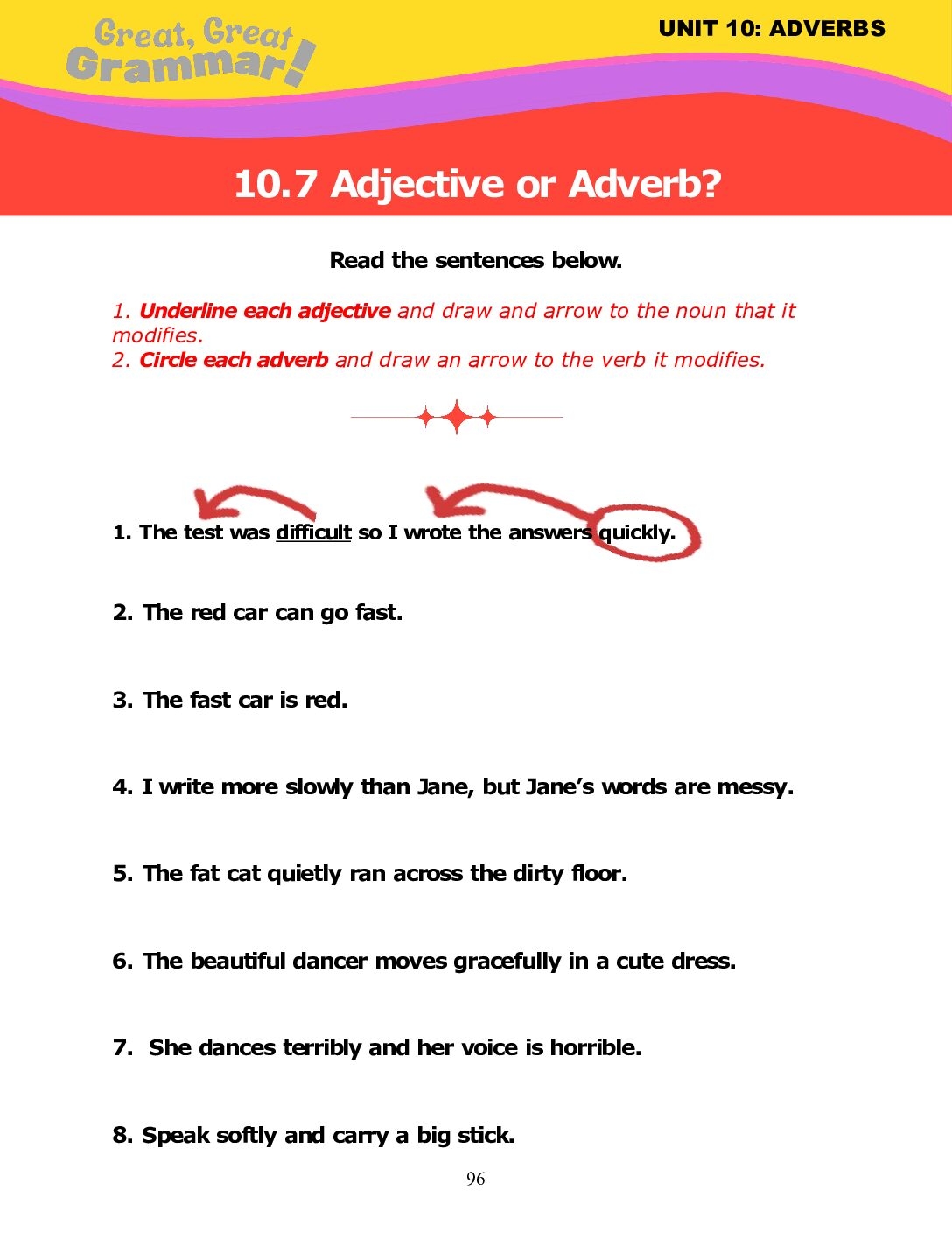 ESL Grammar ADVERBS 7 Adjective Or Adverb Stickyball ESL Lessons
