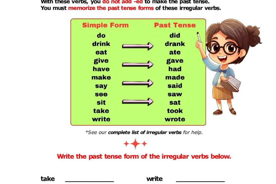ESL Grammar PAST TENSE 4 Irregular Verbs Stickyball ESL Lessons