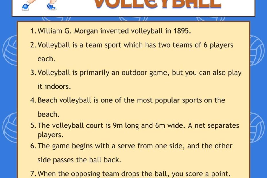 Essay On Volleyball In English For Classes 1 2 3 Kids 10 Lines