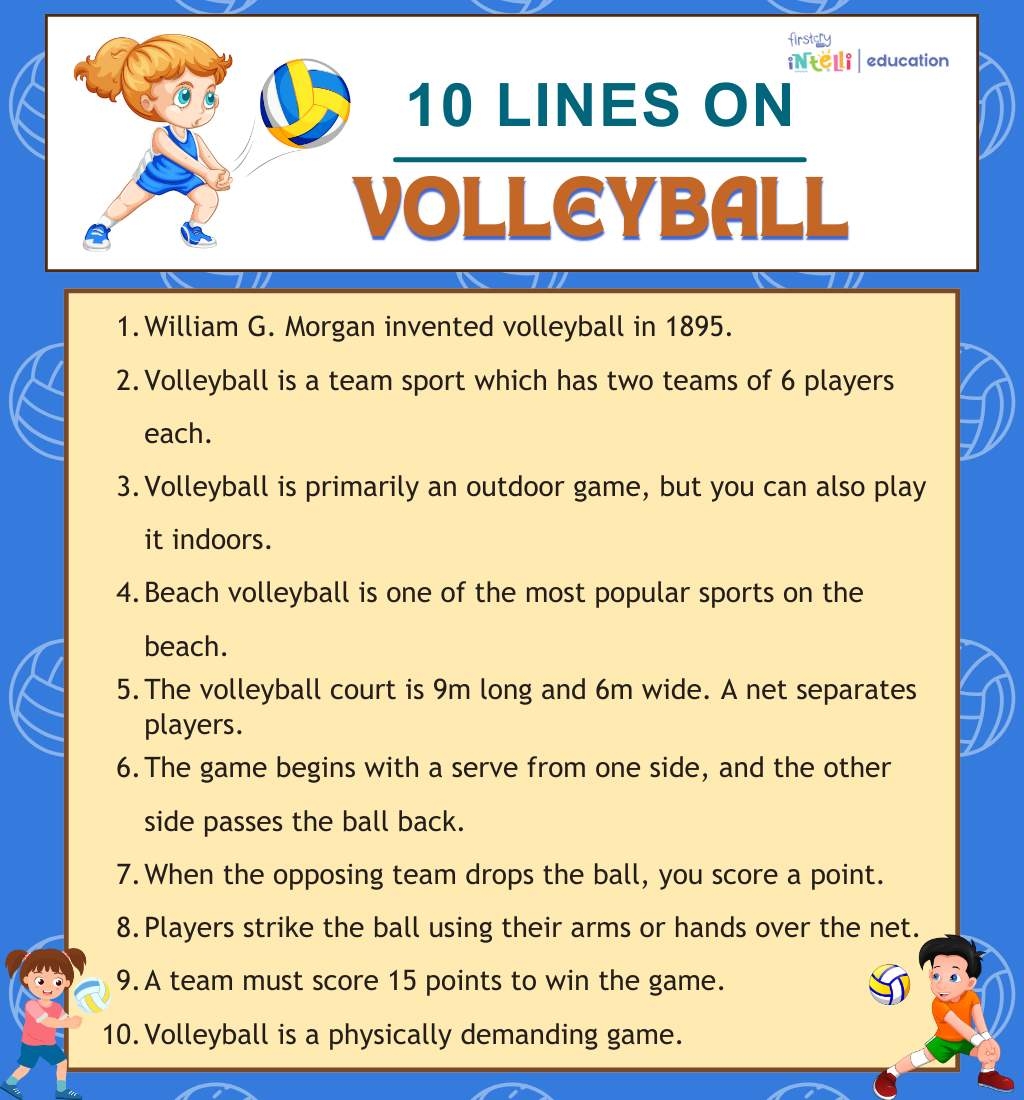Essay On Volleyball In English For Classes 1 2 3 Kids 10 Lines 