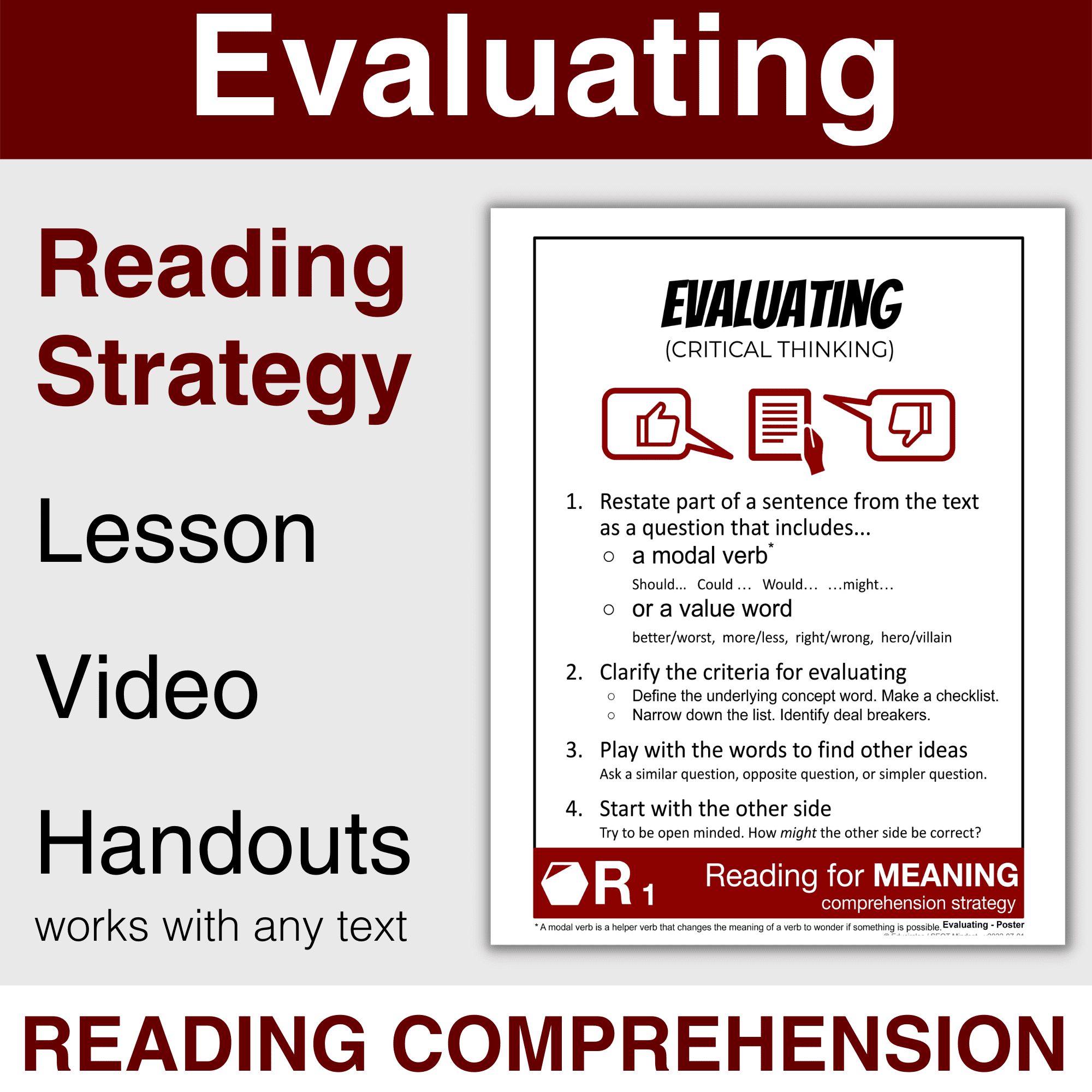Evaluating Reading Strategy Lesson Plan Reading Comprehension Strategies