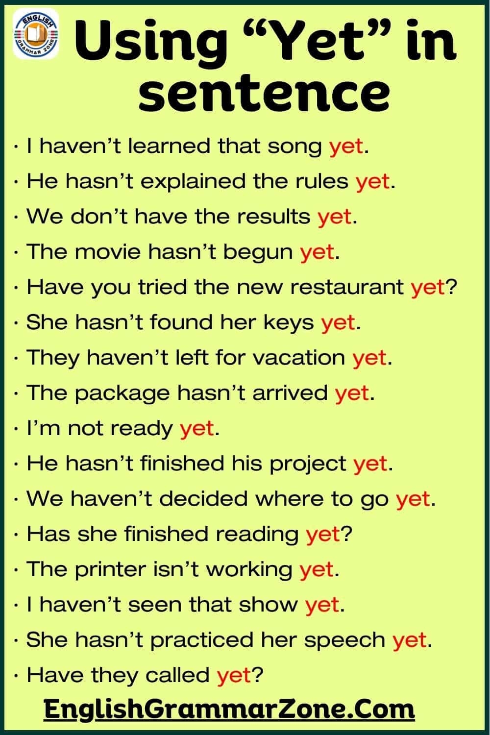 Examples Of Yet In A Sentence