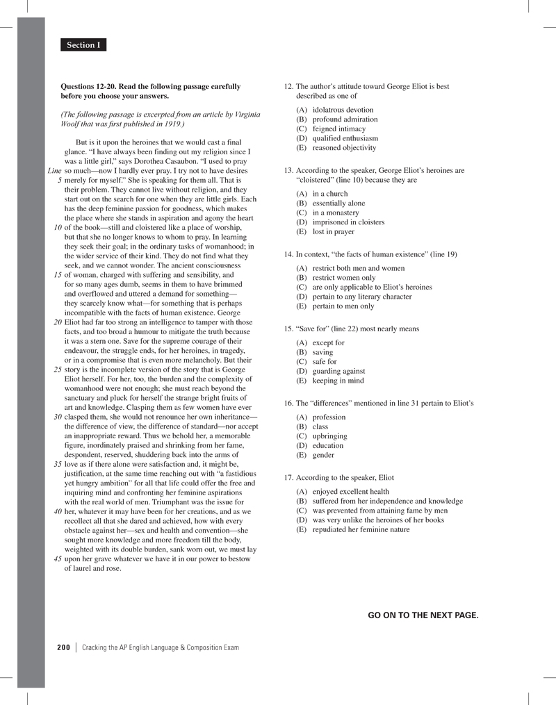 Extended Ebook Content For Cracking The AP English Language And Composition Exam Practice Test 2