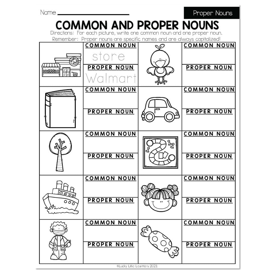 common and proper nouns worksheets grade 4