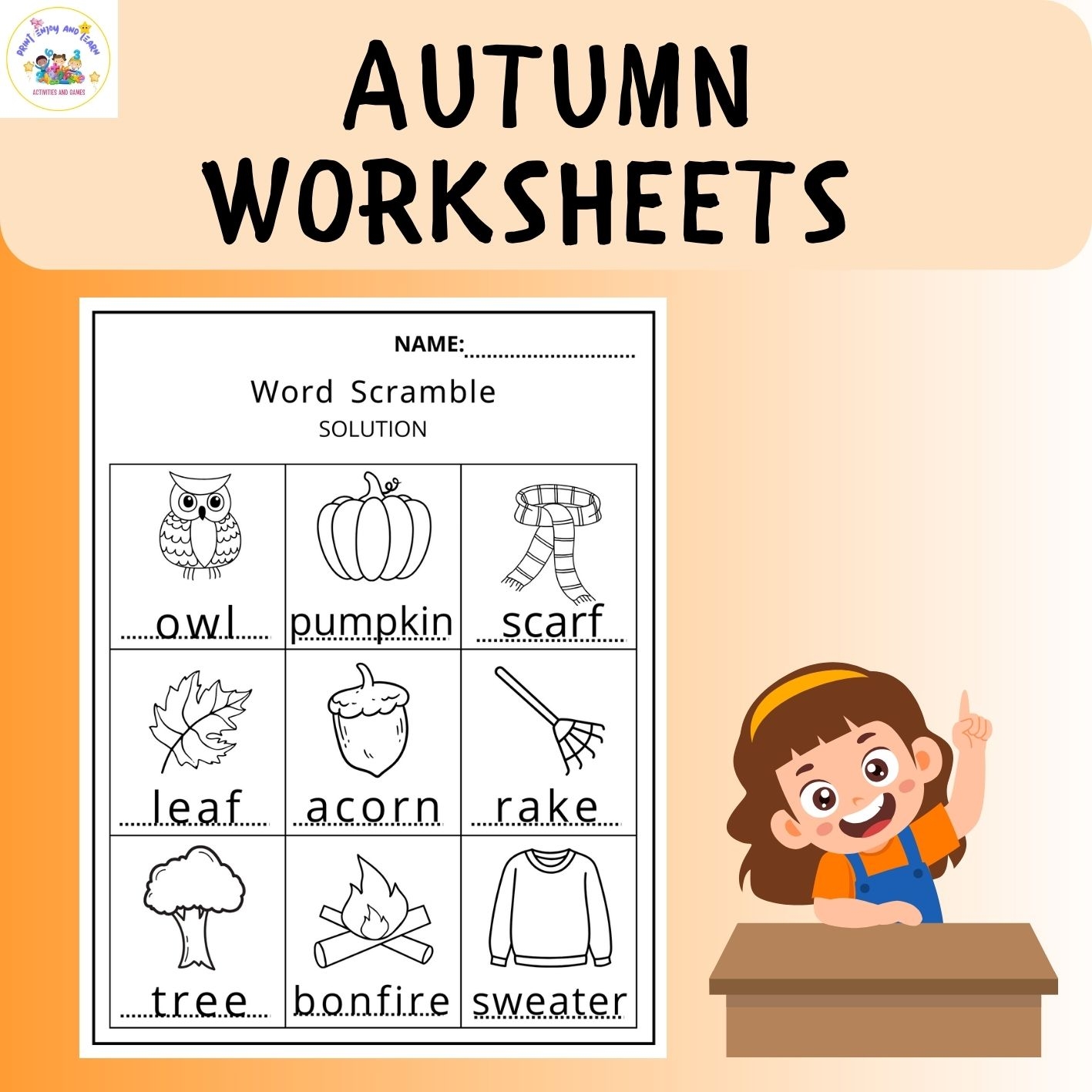 Fall Word Scramble Teaching Resources Autumn Vocabulary Worksheets Printable 