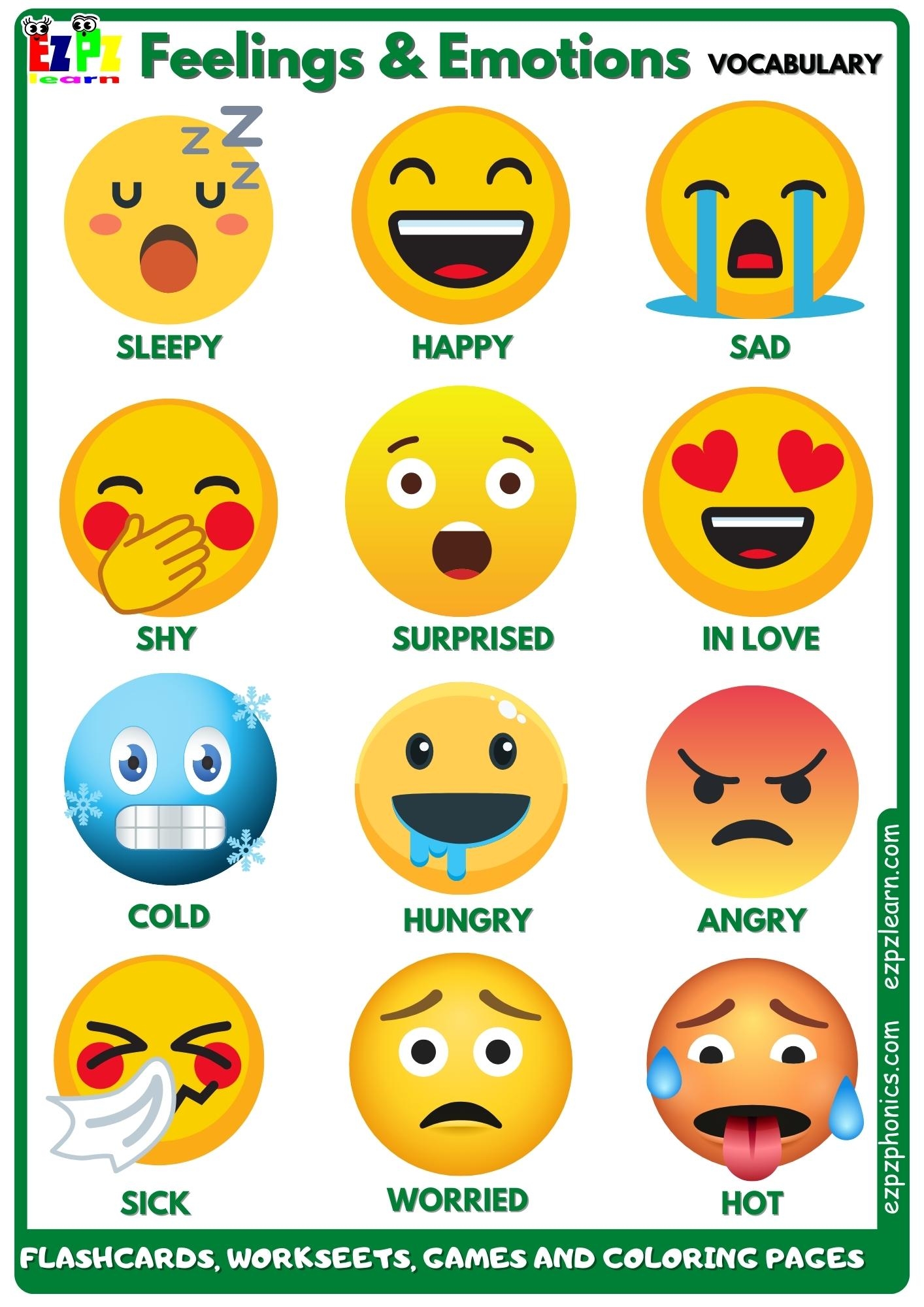 Feelings And Emotions Vocabulary Free English Vocabulary Resources Flashcards Worksheets Coloring Pages Games And More For ESL Ezpzlearn