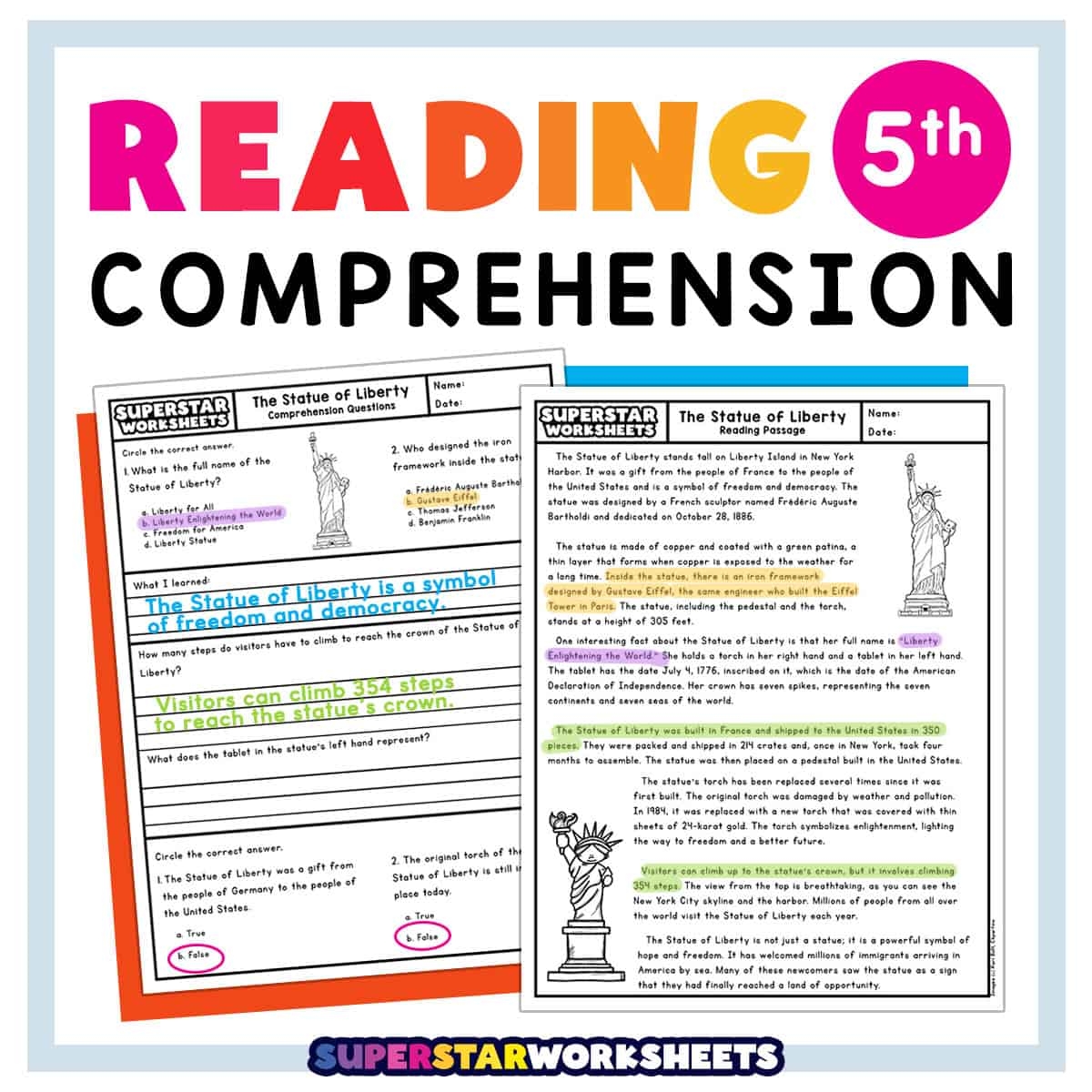 5th grade reading worksheets pdf