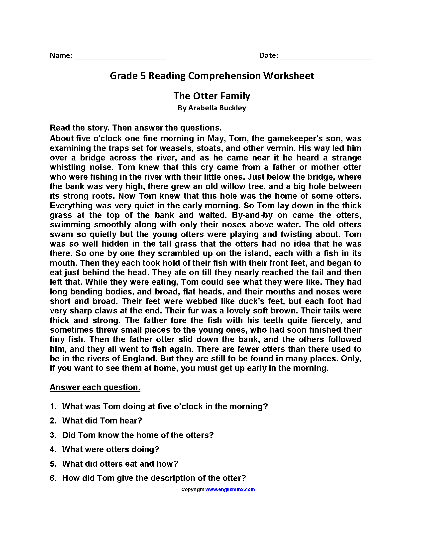 Fifth Grade Reading Worksheets Improve Fluency U0026 Vocabulary