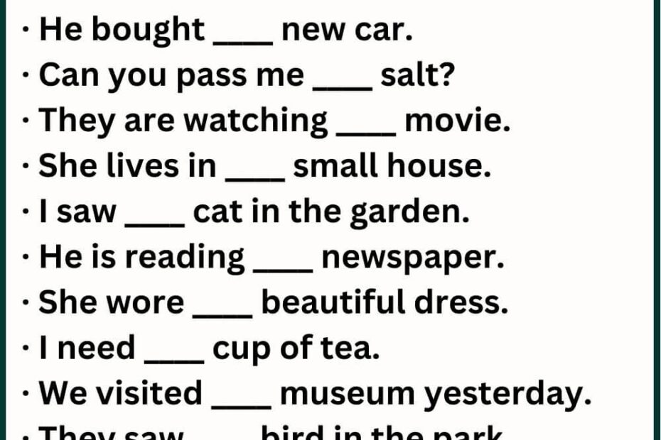 Fill In The Blanks Article With Answer
