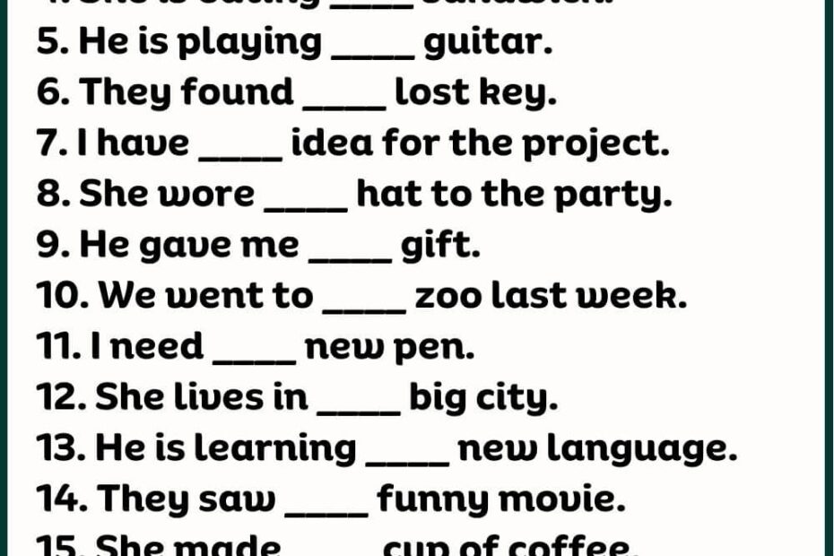 Fill In The Blanks Article With Answer