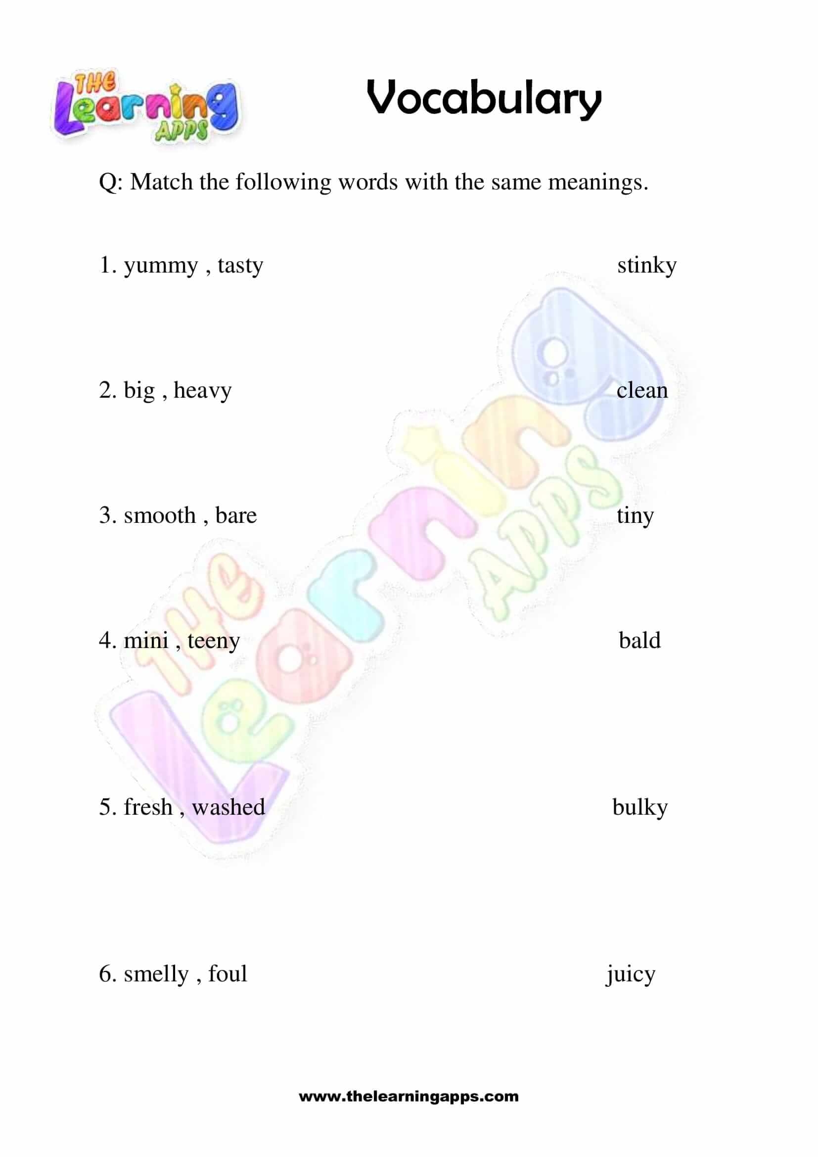 vocabulary worksheets for grade 2