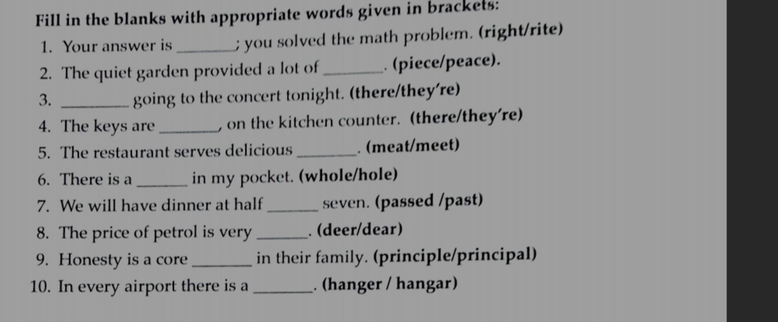 Fill In The Blanks With Appropriate Words Given In Brackets Your Answer 