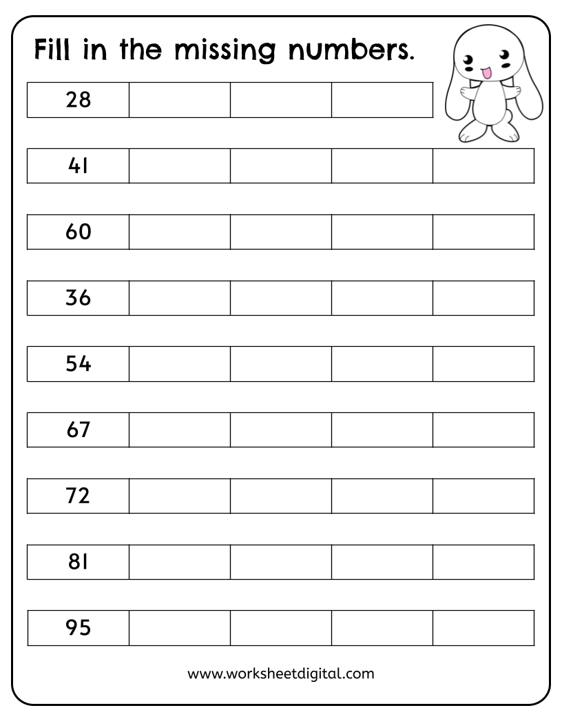 Fill In The Missing Numbers Worksheet Digital Worksheets Library