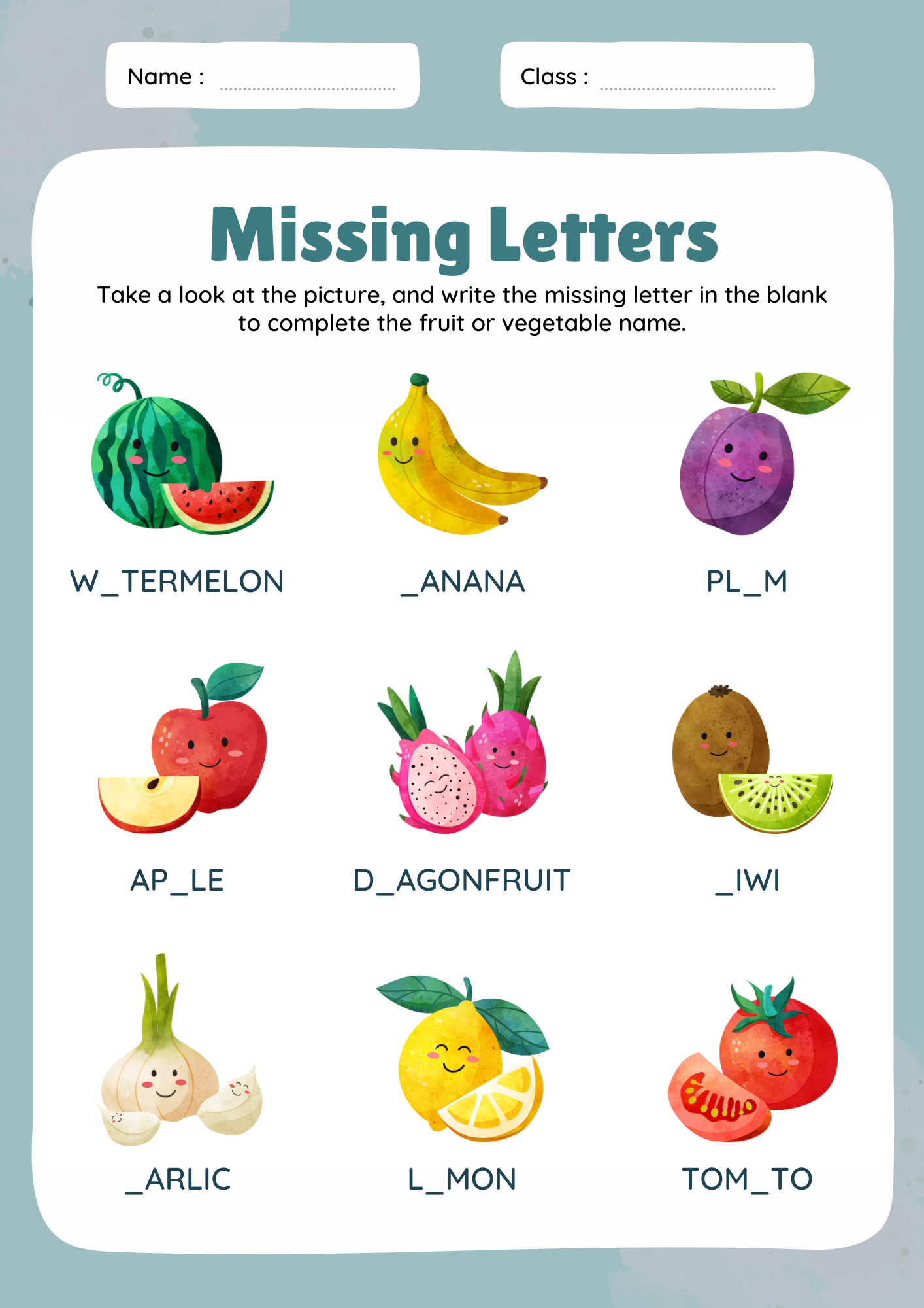 Fill The Missing Letters Worksheets For Child Development Sllearning