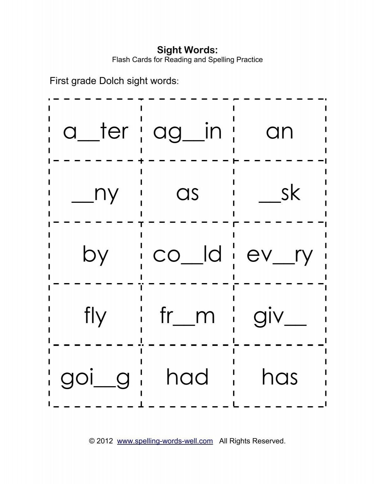 First Grade Sight Words Spelling Words Well