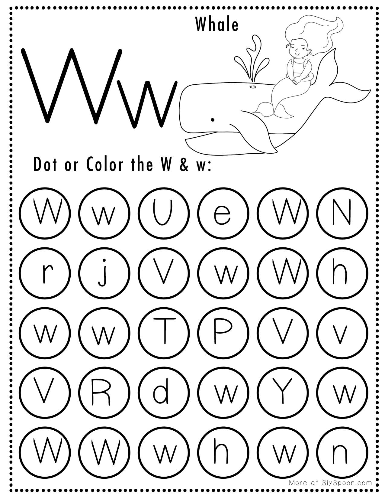 free printable tracing letter w