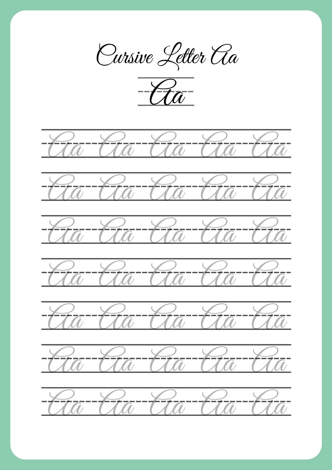 free cursive practice sheets printable