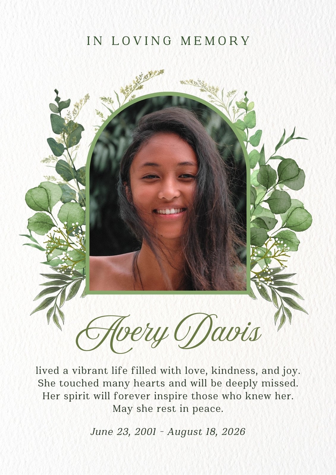 obituaries templates free editable