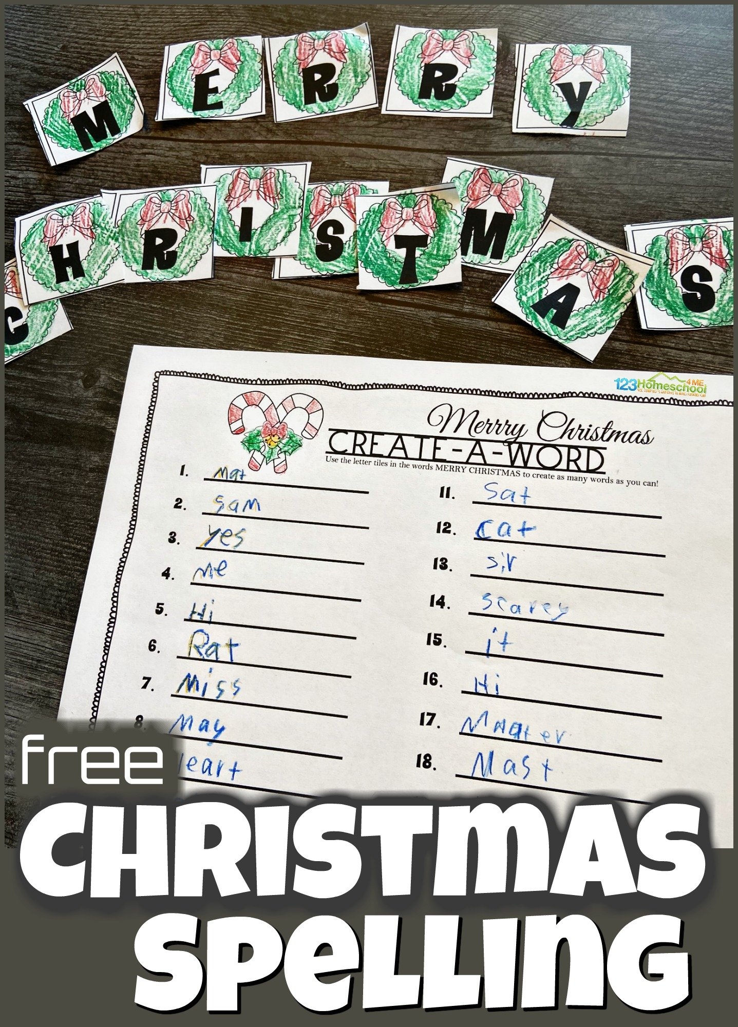  FREE Create A Word Christmas Spelling Activity