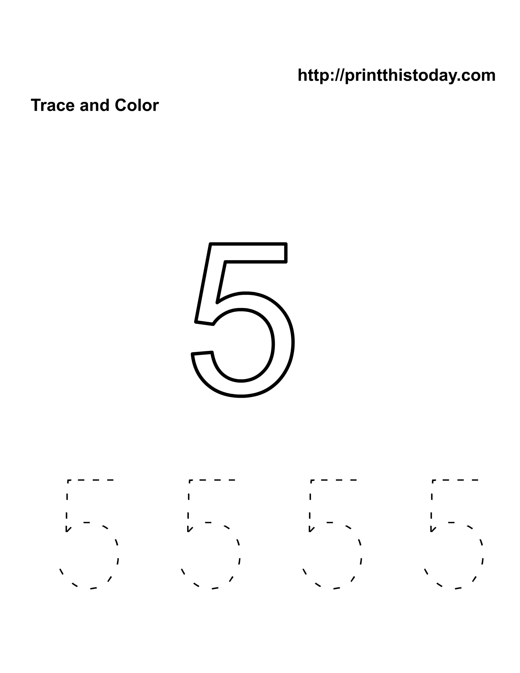 Free Kindergarten Math Worksheets Number Five 5 