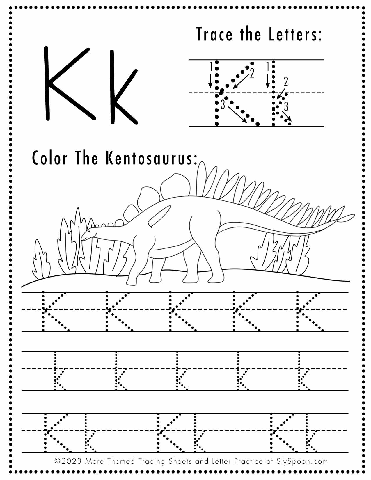 practice writing the letter k