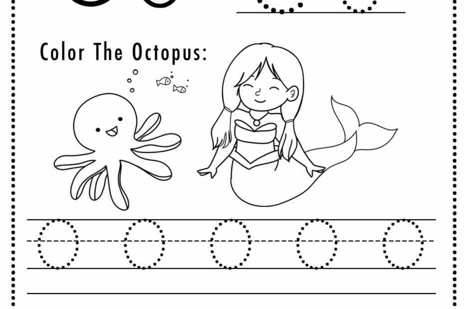 Free Letter O Tracing Worksheet Printable Mermaid Themed Sly Spoon