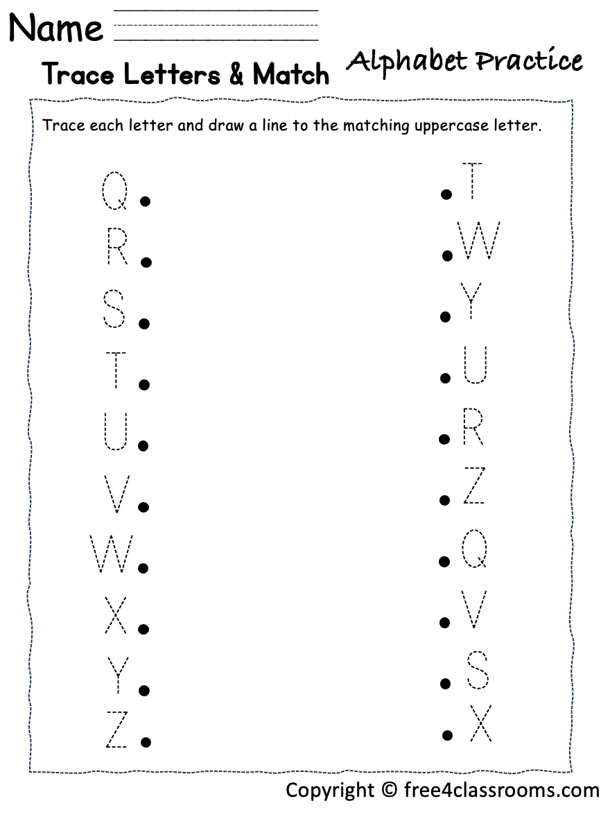 Free Letter Tracing And Matching Letters Worksheet Free Worksheets Free4Classrooms