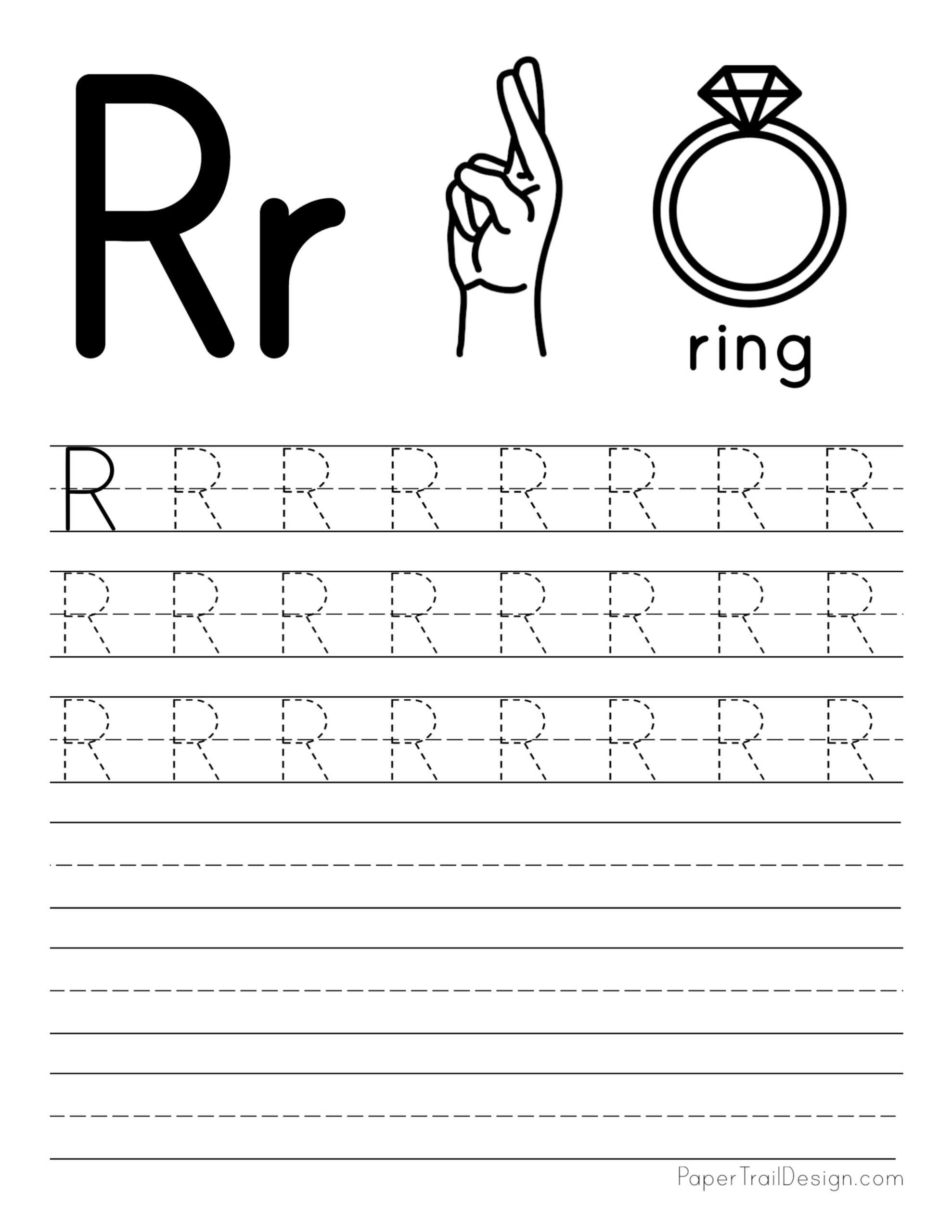 free printable letter r tracing