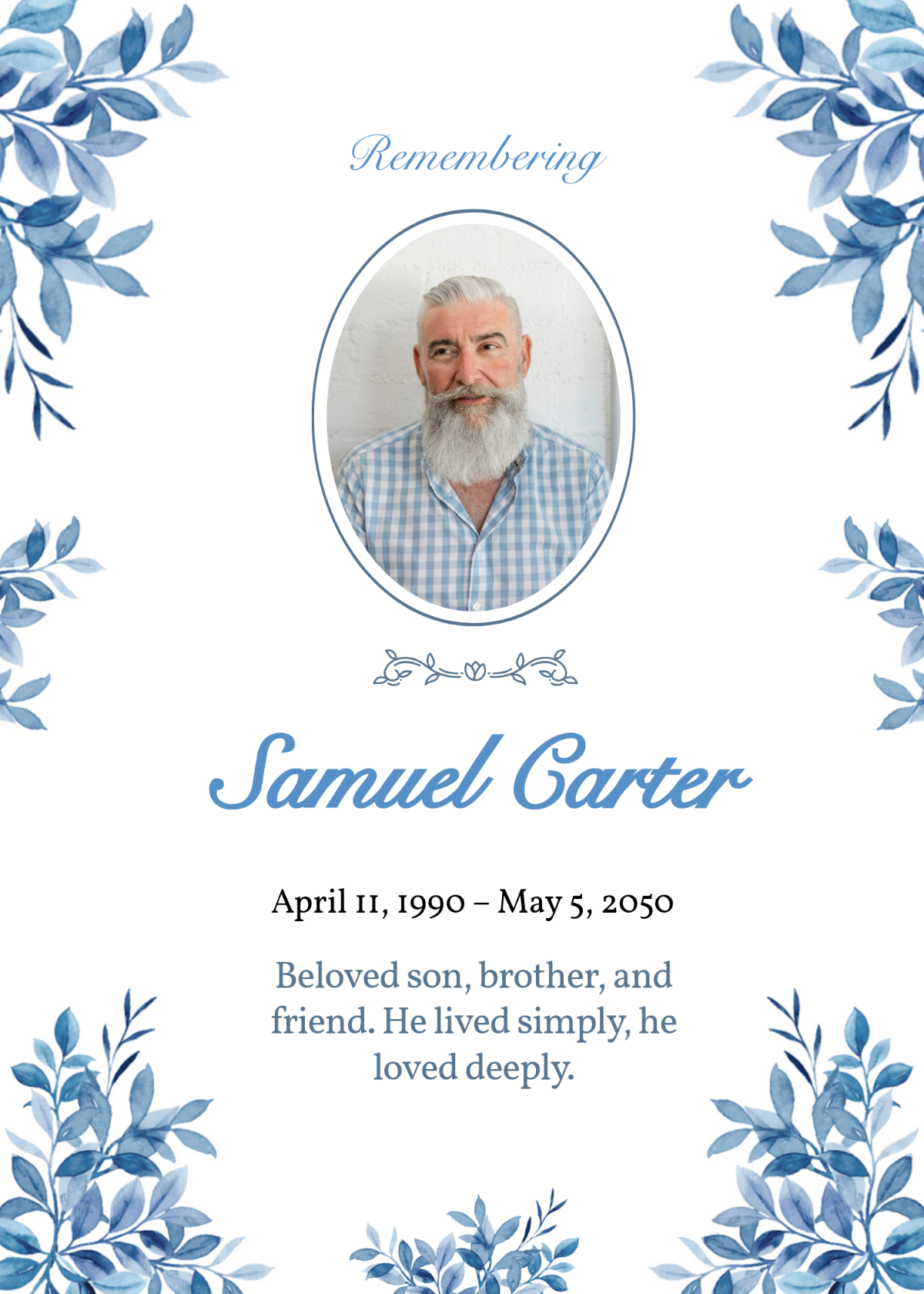 free obituary printable template