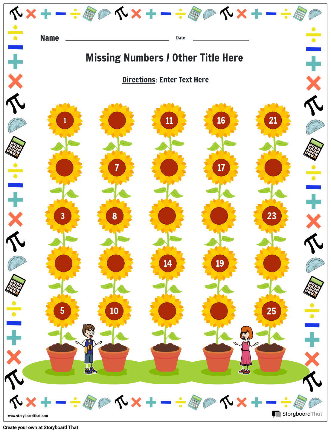 Free Missing Numbers Worksheets By Storyboard That