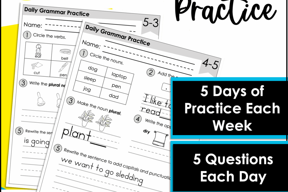 FREE Month Long Daily Grammar Practice 1st Grade Grammar Spiral Review