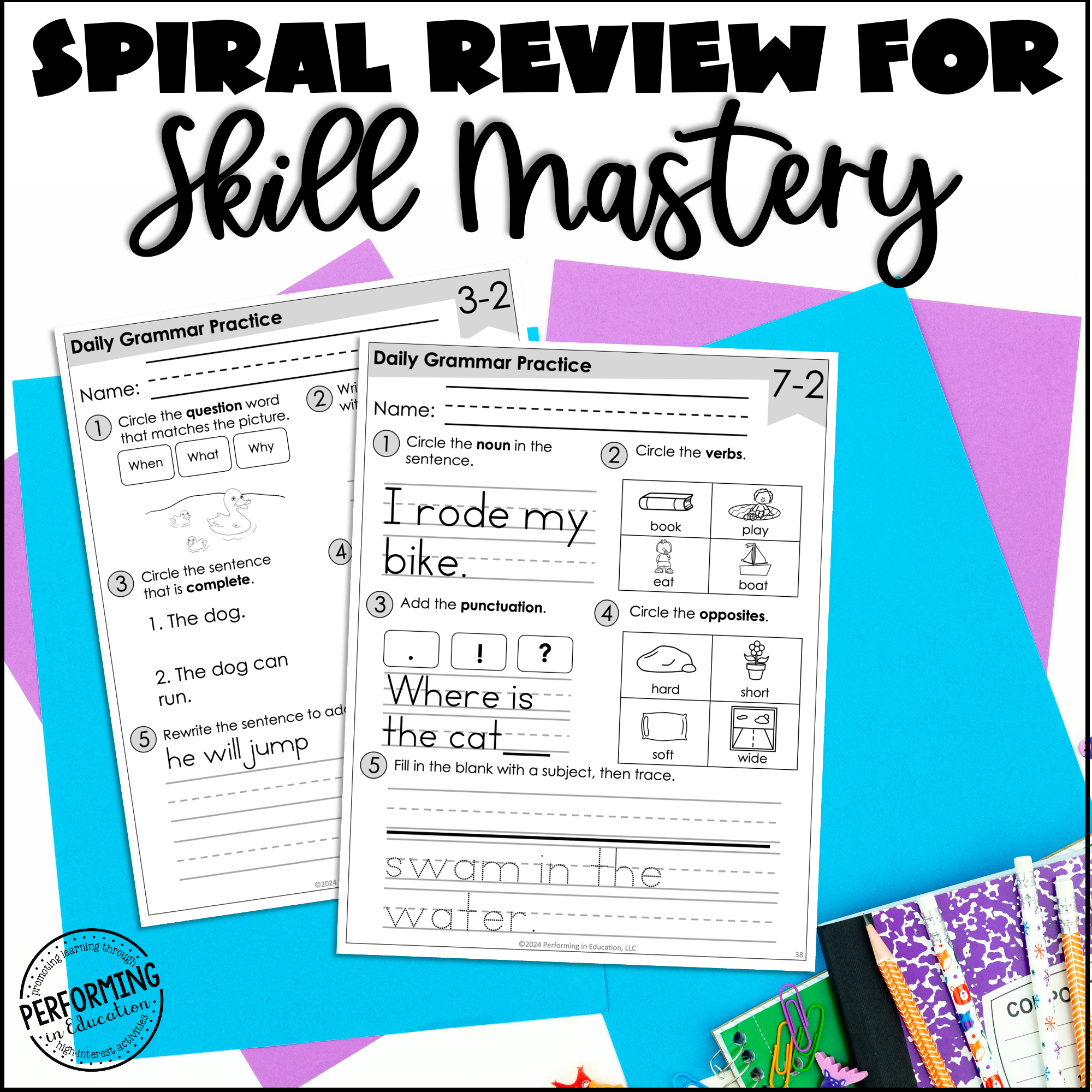 FREE Month Long Daily Grammar Practice Kindergarten Grammar Spiral Review