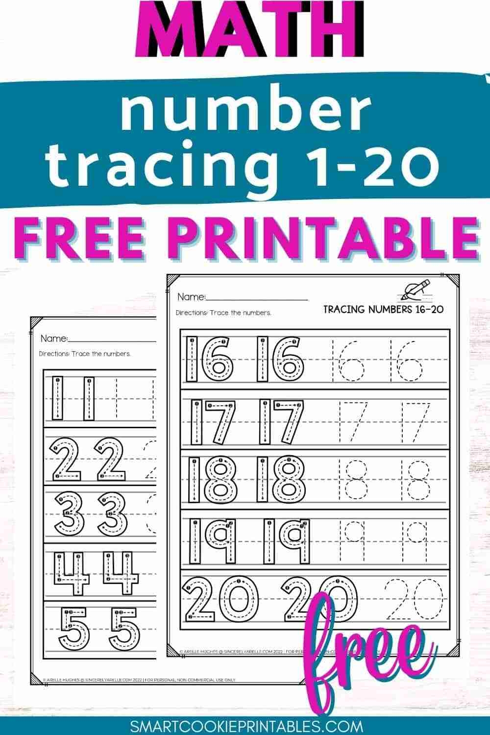 number tracing worksheets 1 20