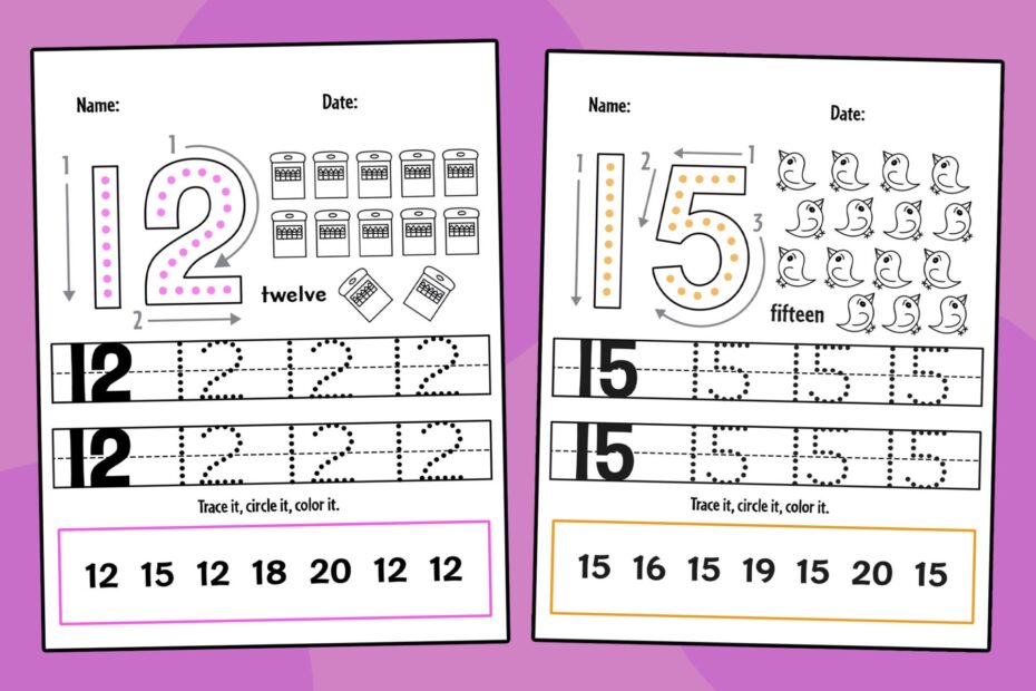 Free Numbers 11 20 Tracing Sheets The Hollydog Blog