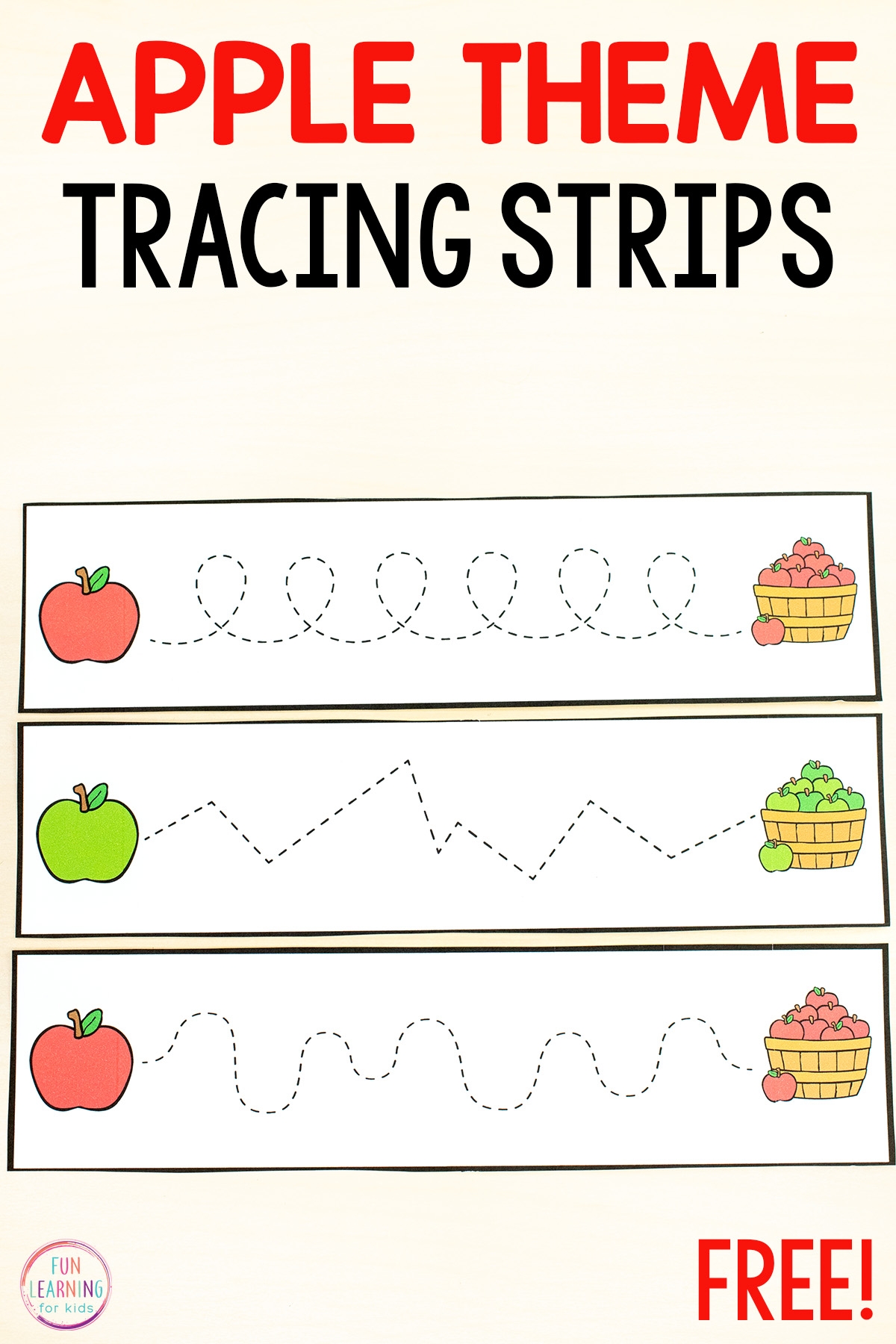 Free Printable Apple Fine Motor Tracing Strips For Pre Writing 